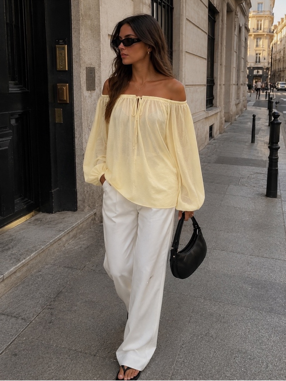 ZARA oversized linen blend blouse